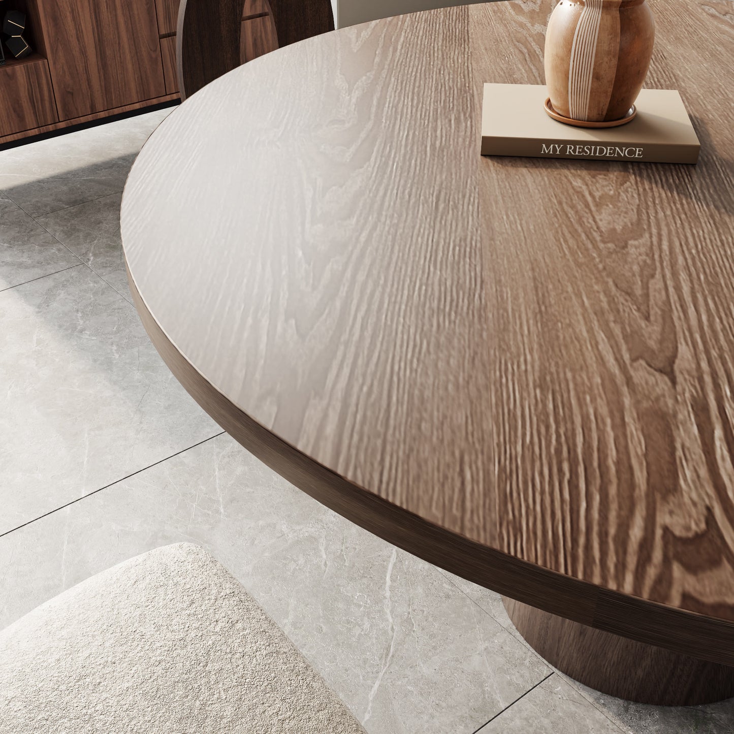 Ownkoti Light Gray Round Dining Table For 4/6/8 Mid Century Modern Dining Tables - image 4