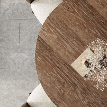 Ownkoti Light Gray Round Dining Table For 4/6/8 Mid Century Modern Dining Tables - image 5