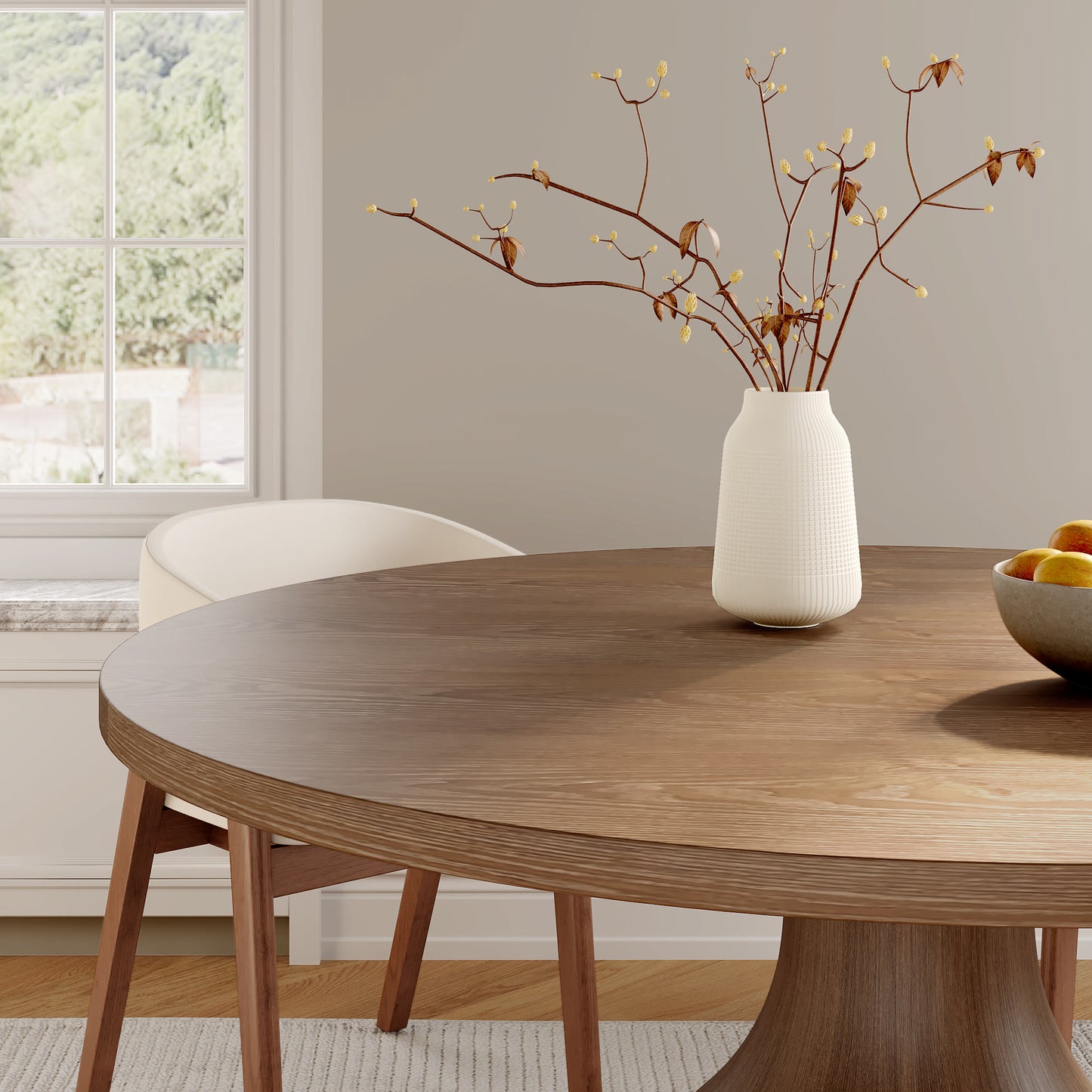 Ownkoti Luxury Gray Mid-Century Space-Saving Round Kitchen Table For 4/6/8 - image 5