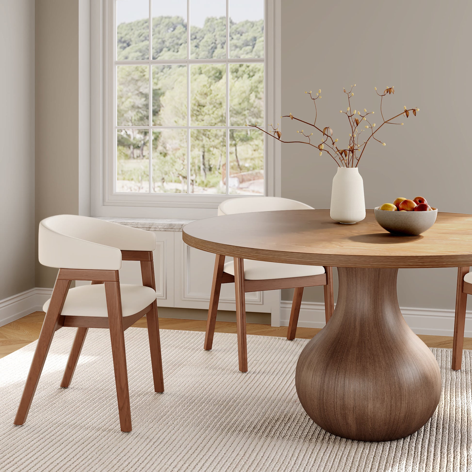 Ownkoti Luxury Gray Mid-Century Space-Saving Round Kitchen Table For 4/6/8 - image 7