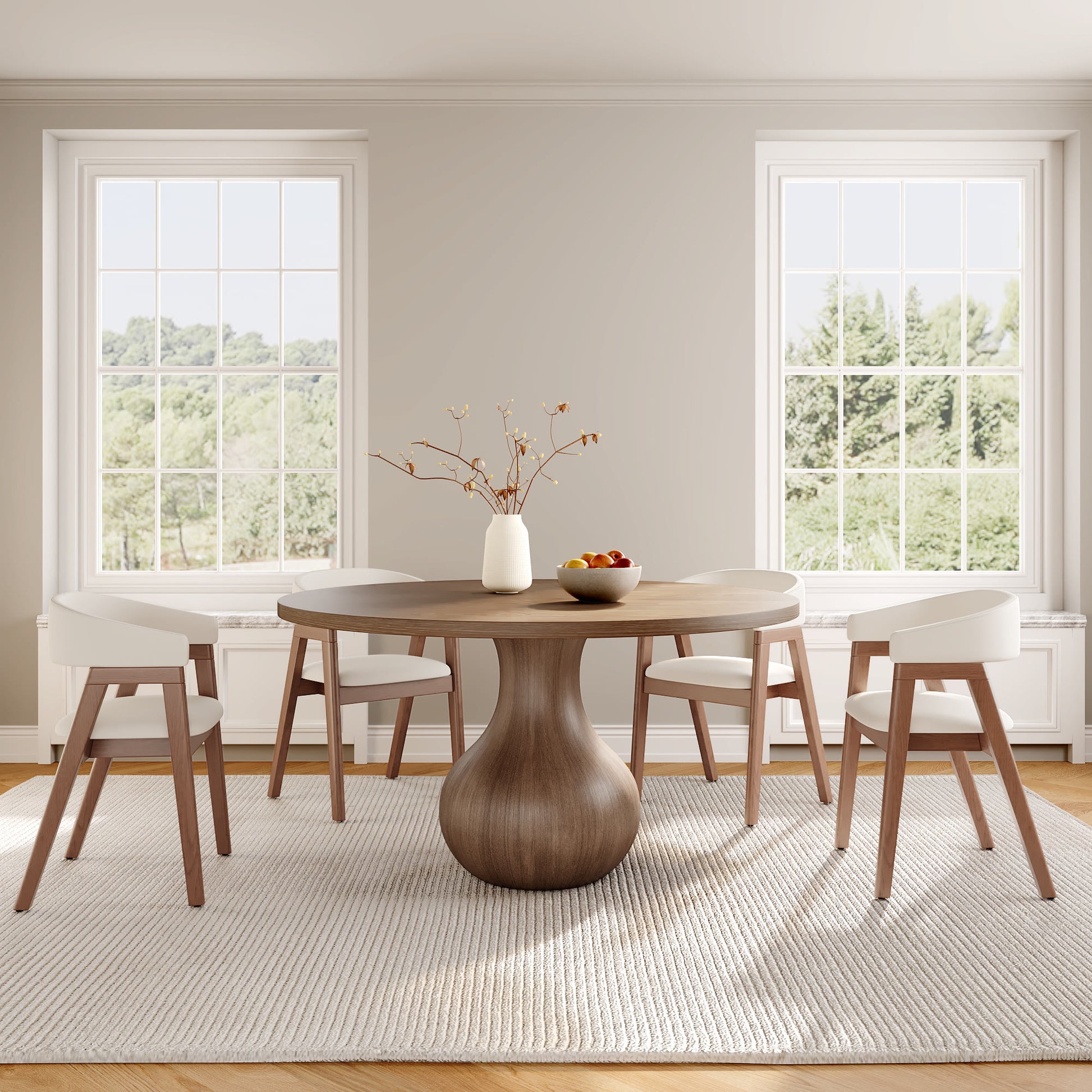 Ownkoti Luxury Gray Mid-Century Space-Saving Round Kitchen Table For 4/6/8 - image 4