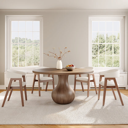 Ownkoti Luxury Gray Mid-Century Space-Saving Round Kitchen Table For 4/6/8 - image 4