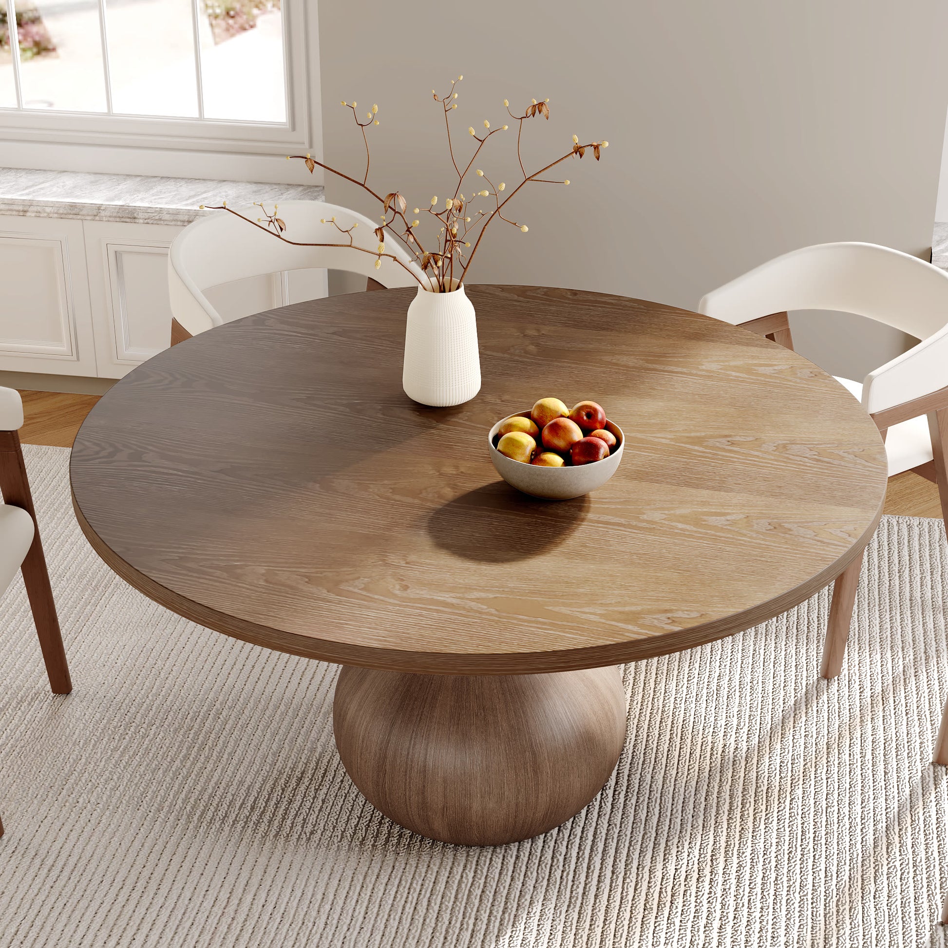 Ownkoti Luxury Gray Mid-Century Space-Saving Round Kitchen Table For 4/6/8 - image 3