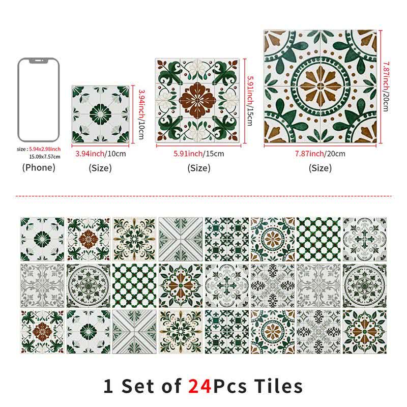 Ownkoti Green & White Peel and Stick Wall Sticker (24PCS) - image 13