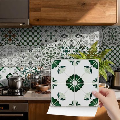 Ownkoti Green & White Peel and Stick Wall Sticker (24PCS) - image 0