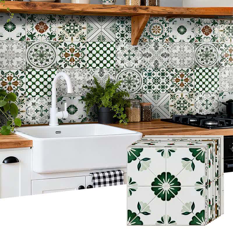 Ownkoti Green & White Peel and Stick Wall Sticker (24PCS) - image 6