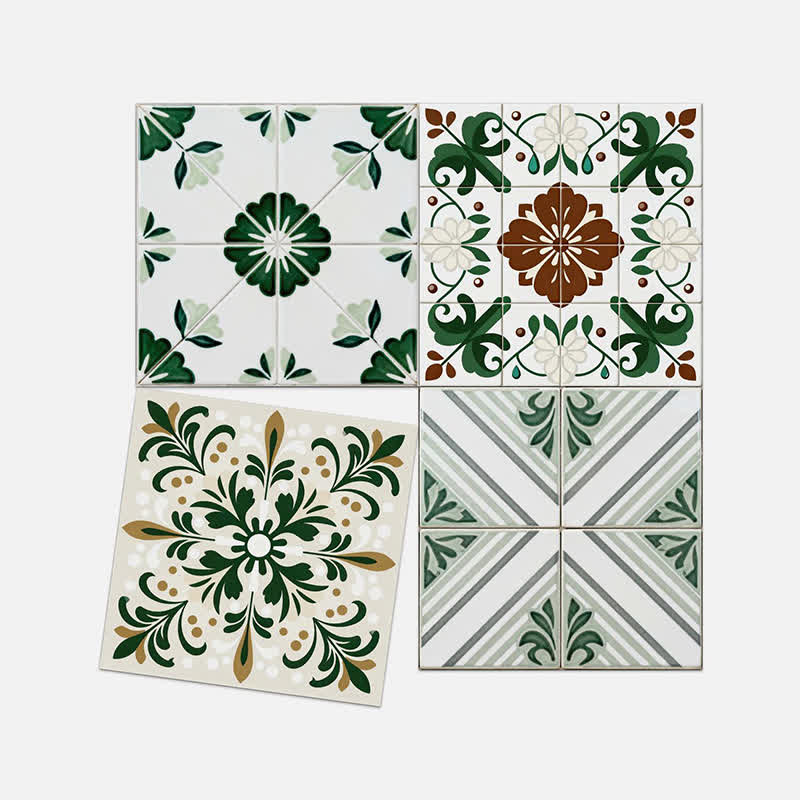 Ownkoti Green & White Peel and Stick Wall Sticker (24PCS) - image 11