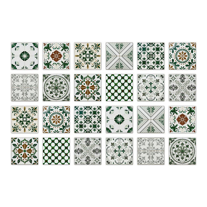 Ownkoti Green & White Peel and Stick Wall Sticker (24PCS) - 7.87" x 7.87" - image 8