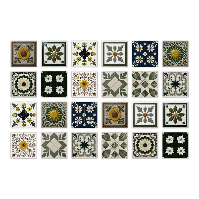 Ownkoti Sun & Floral Peel and Stick Wall Sticker (24PCS) - 7.87" x 7.87" - image 8