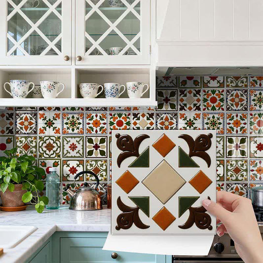 Ownkoti Orange & Green Peel and Stick Wall Sticker (24PCS) - image 0