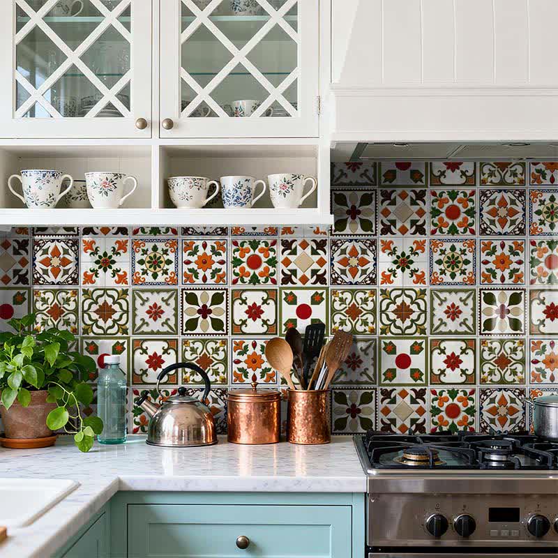 Ownkoti Orange & Green Peel and Stick Wall Sticker (24PCS) - image 1