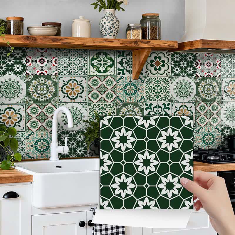 Ownkoti Boho Green Peel and Stick Wall Sticker (24PCS) - image 0