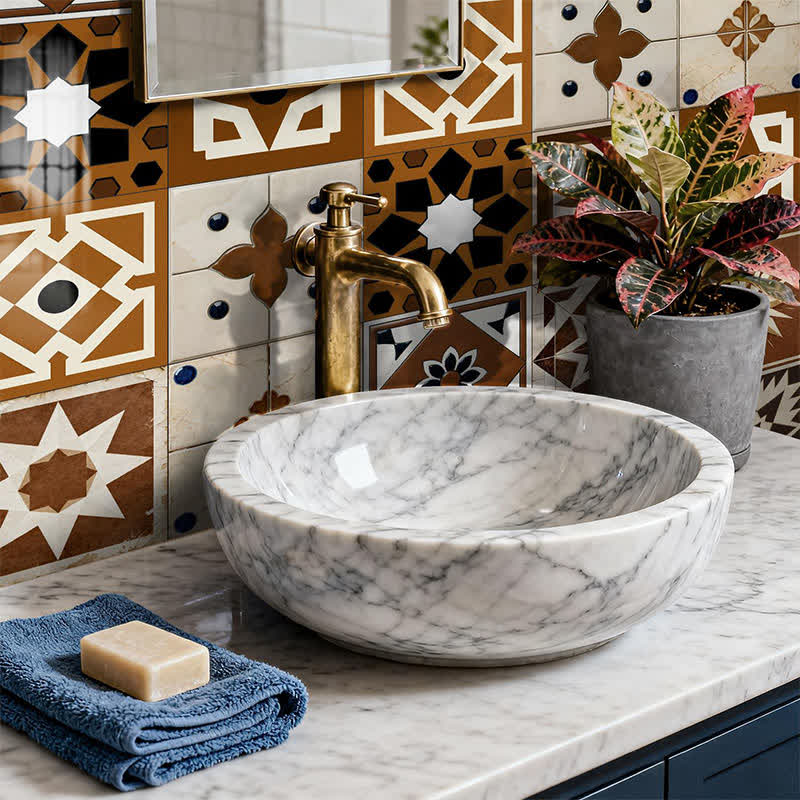 Ownkoti Brown Geometric Peel and Stick Wall Sticker (24PCS) - image 3