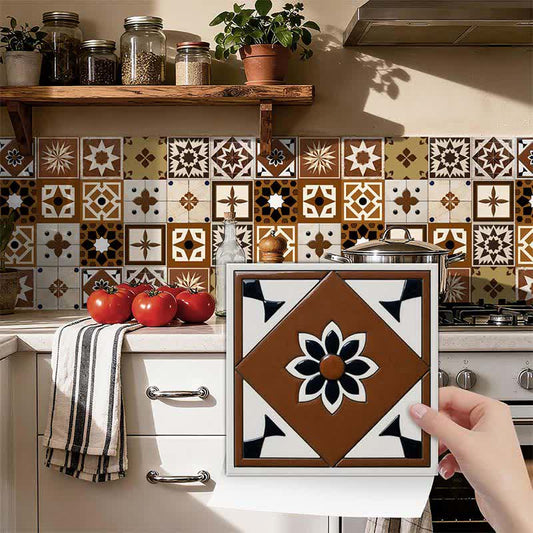 Ownkoti Brown Geometric Peel and Stick Wall Sticker (24PCS) - image 0