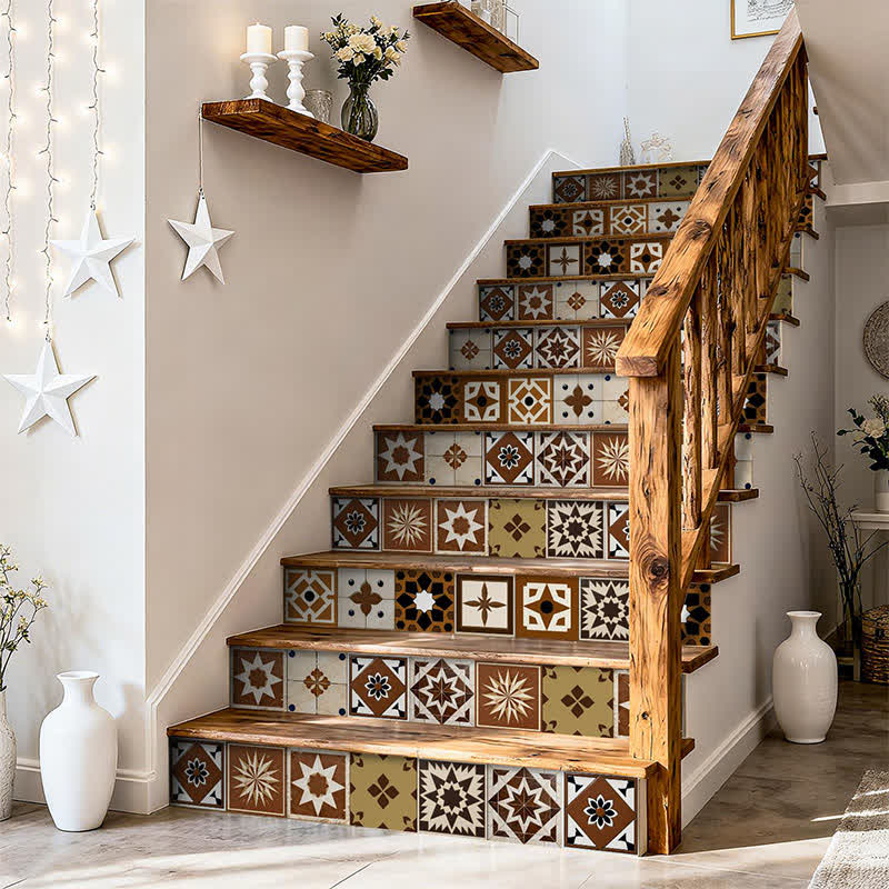 Ownkoti Brown Geometric Peel and Stick Wall Sticker (24PCS) - image 4