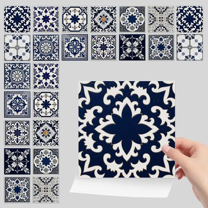 Ownkoti Retro Blue Peel and Stick Wall Sticker (24PCS) - image 7
