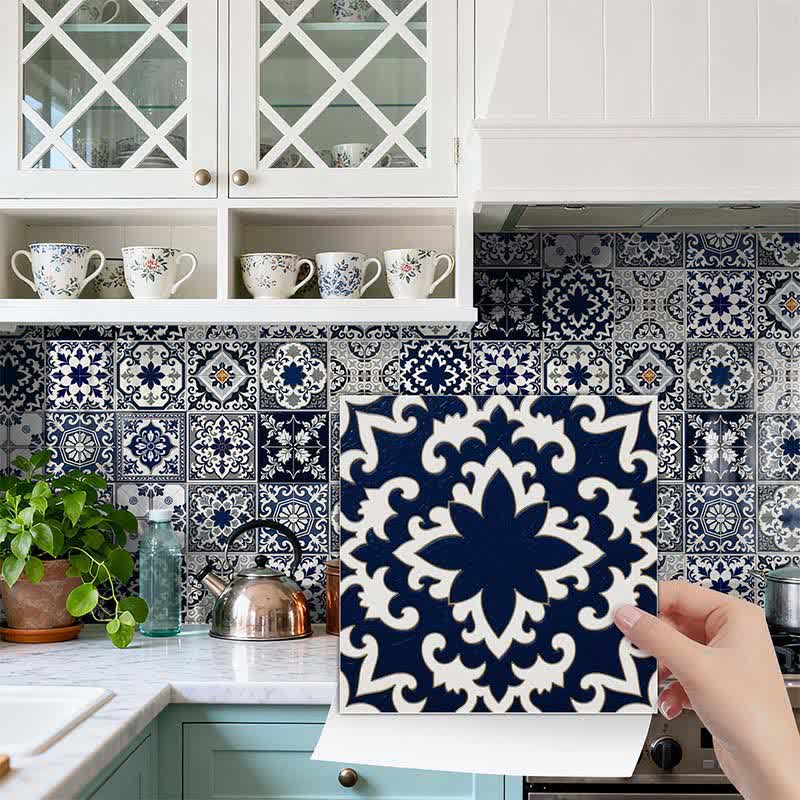 Ownkoti Retro Blue Peel and Stick Wall Sticker (24PCS) - image 0