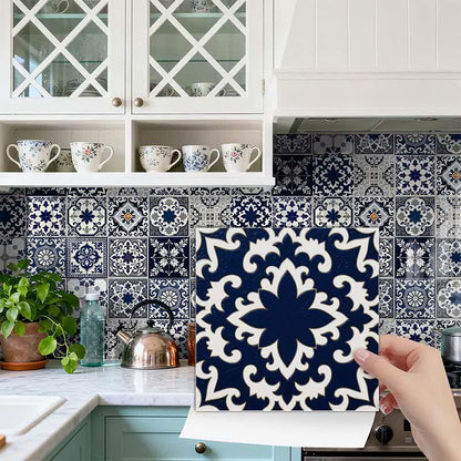 Ownkoti Retro Blue Peel and Stick Wall Sticker (24PCS) - image 0