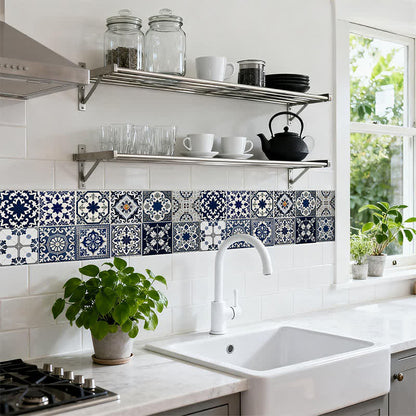 Ownkoti Retro Blue Peel and Stick Wall Sticker (24PCS) - image 4