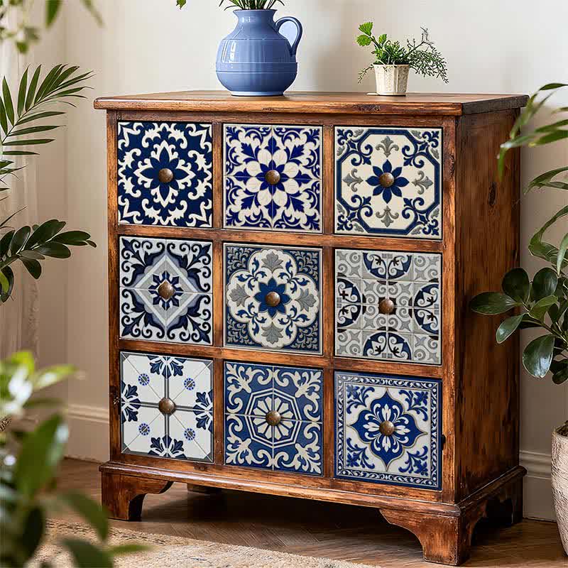 Ownkoti Retro Blue Peel and Stick Wall Sticker (24PCS) - image 5