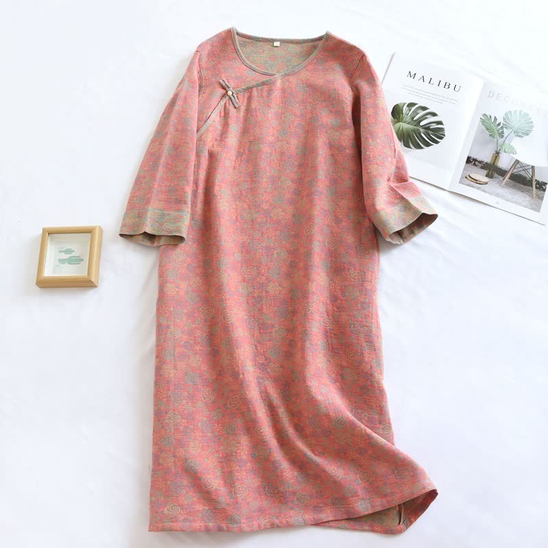 Ownkoti Double Gauze Cotton Rose Floral Nightgown - image 1