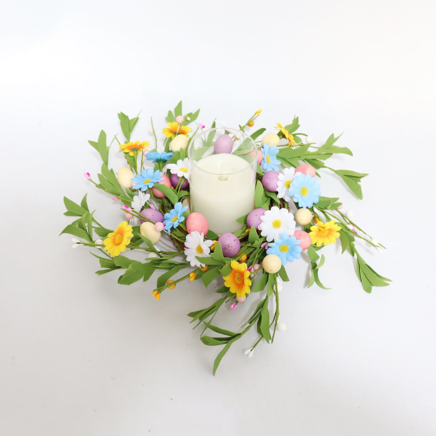 Ownkoti Easter Egg Candle Ring Wreath with Wildflowers - image 2