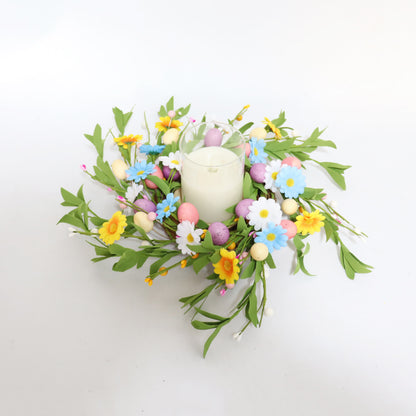 Ownkoti Easter Egg Candle Ring Wreath with Wildflowers - image 2