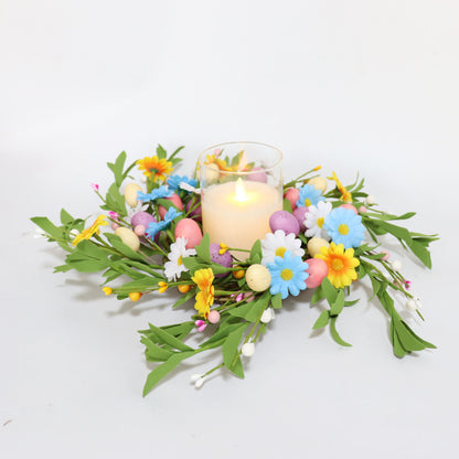 Ownkoti Easter Egg Candle Ring Wreath with Wildflowers - image 1