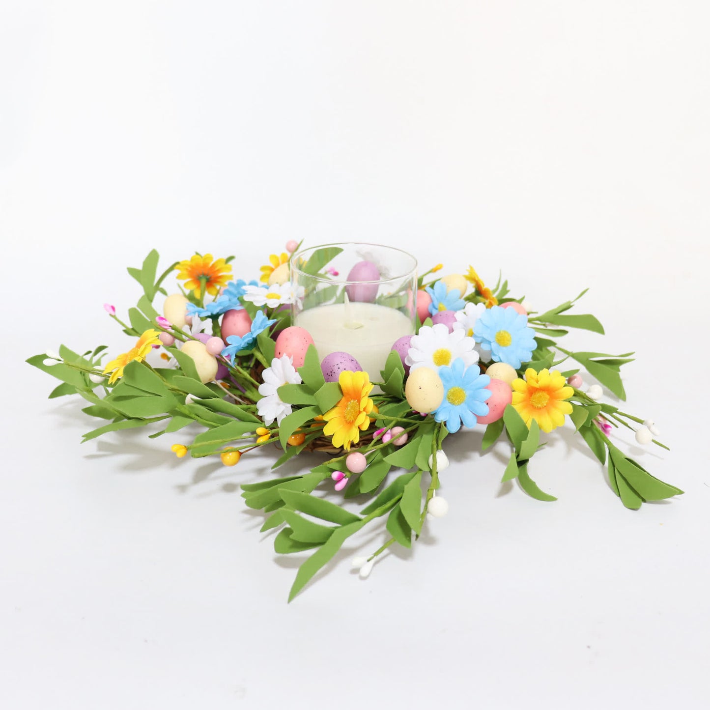 Ownkoti Easter Egg Candle Ring Wreath with Wildflowers - image 4