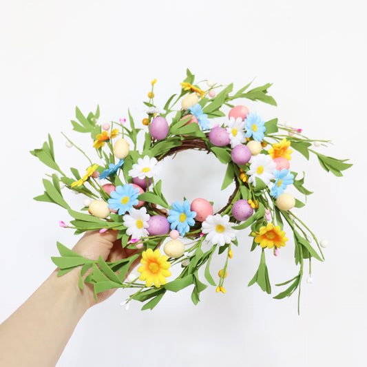 Ownkoti Easter Egg Candle Ring Wreath with Wildflowers - 4PCS - 12" - image 0
