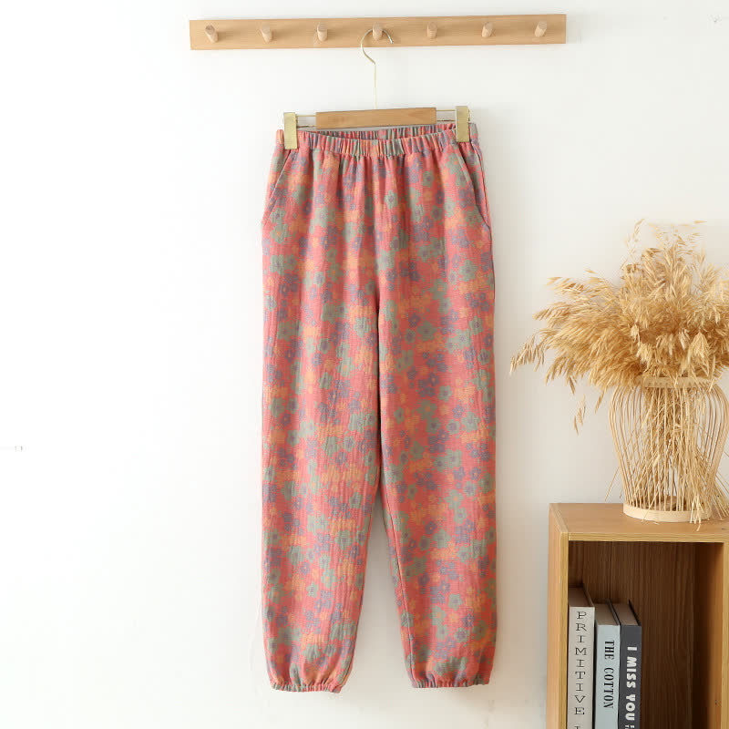 Ownkoti Floral Cotton Gauze Jogger Pajama Pants - Pink - XXL - image 0