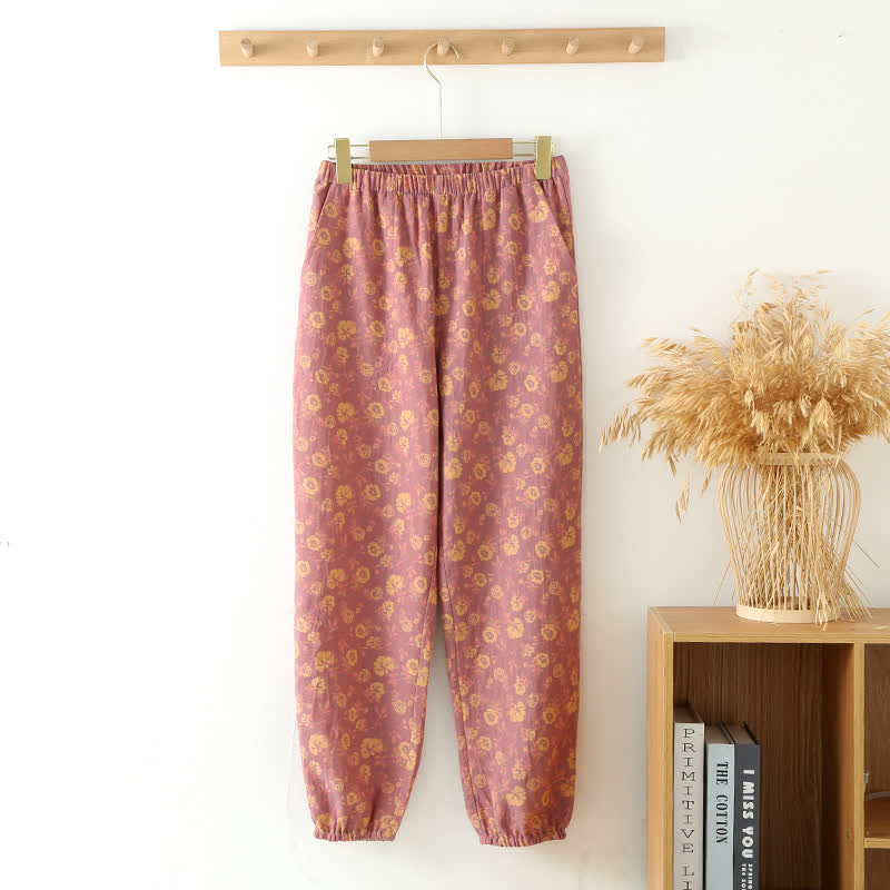 Ownkoti Rose Cotton Gauze Jogger Pajama Pants - Purple - XXL - image 0