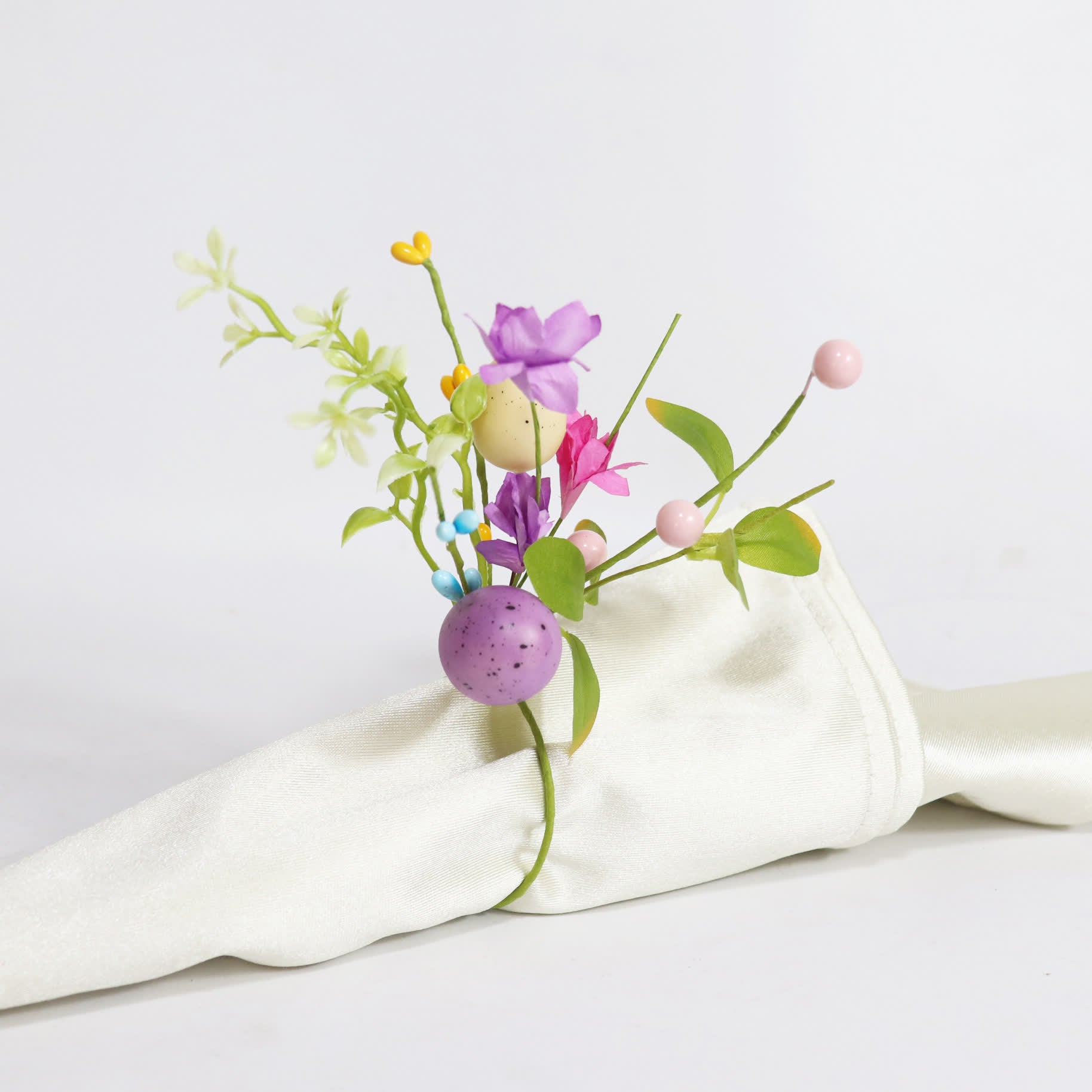 Ownkoti Easter Egg Faux Flower Napkin Rings Set - image 4