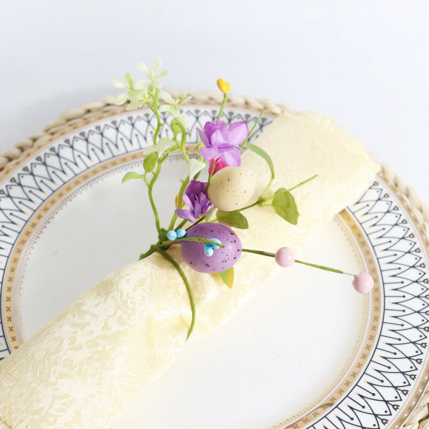 Ownkoti Easter Egg Faux Flower Napkin Rings Set - image 1