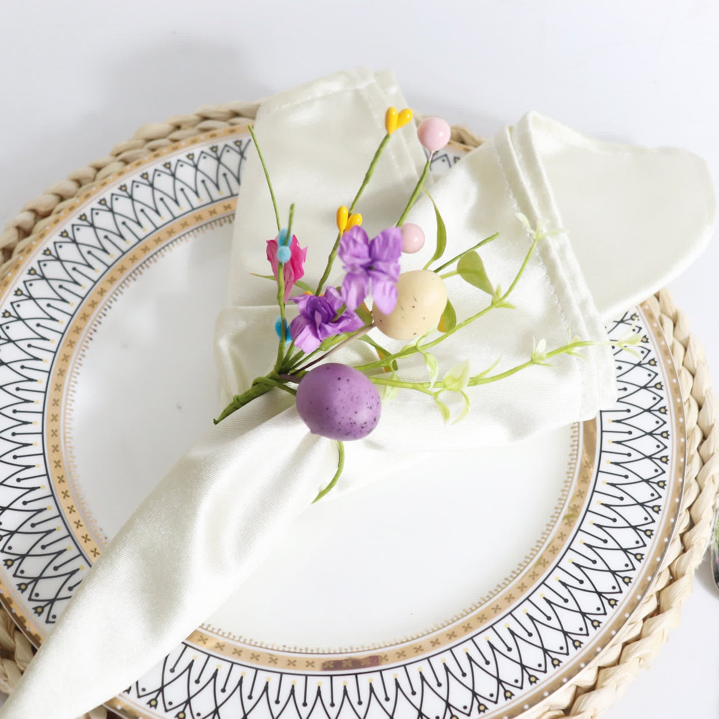Ownkoti Easter Egg Faux Flower Napkin Rings Set - image 2