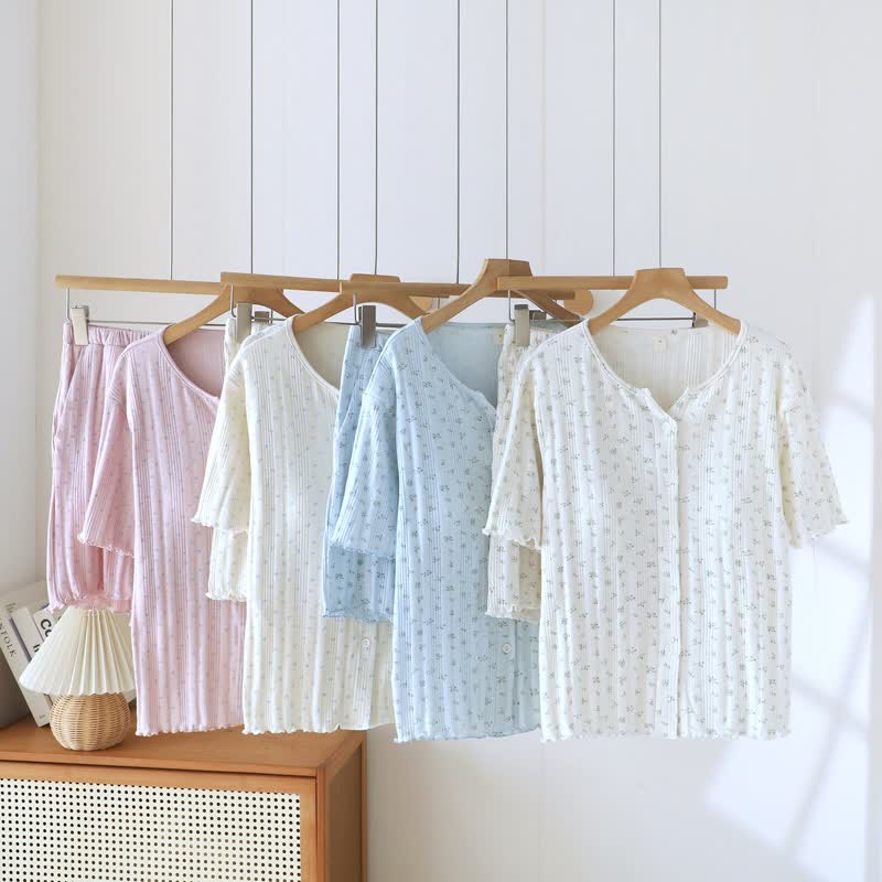 Ownkoti Pastoral Floral Cotton Jacquard Pajama Set - image 0