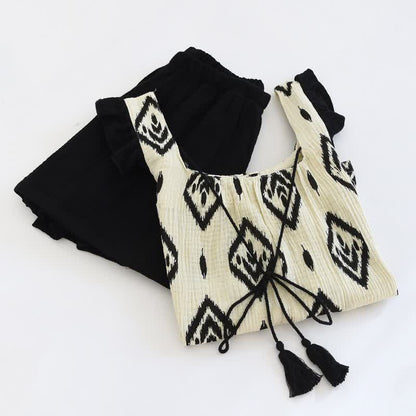 Ownkoti Boho Cotton Gauze Flutter Sleeve Pajama Set - image 1