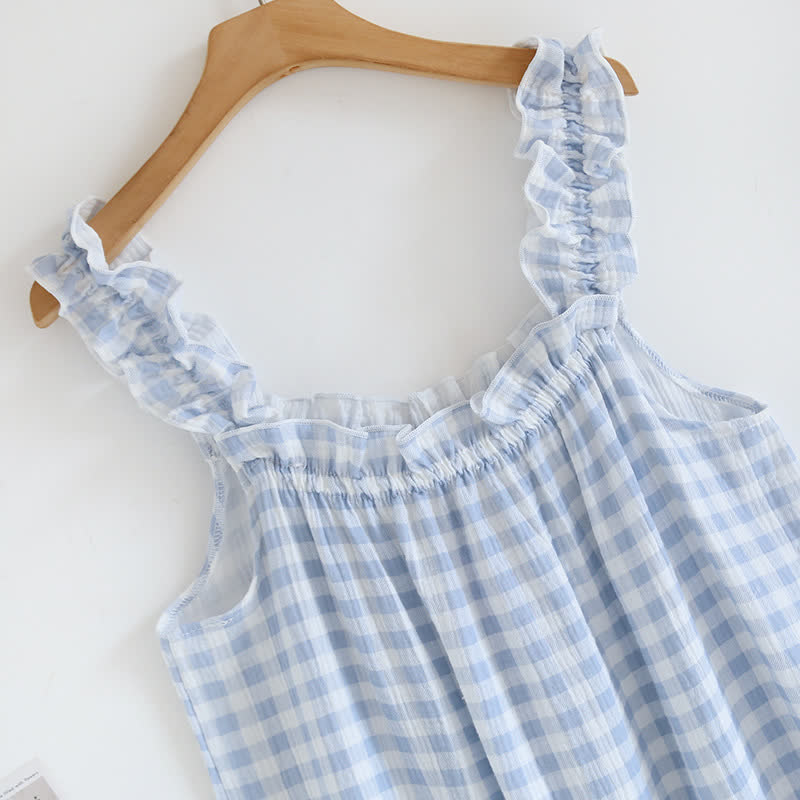 Ownkoti Cotton Ruffle Gingham Cami Nightgown - image 4