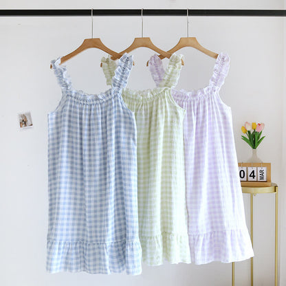 Ownkoti Cotton Ruffle Gingham Cami Nightgown - image 0