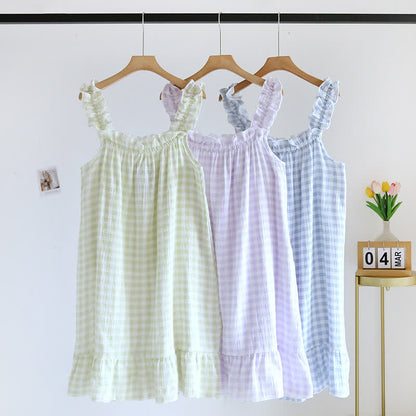 Ownkoti Cotton Ruffle Gingham Cami Nightgown - image 1