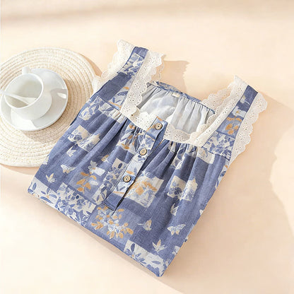 Ownkoti Cottage Butterfly Floral Cotton Sleeveless Nightgown - image 4