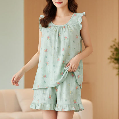 Ownkoti Floral Cotton Gauze Flutter Sleeve Pajama Set - image 2