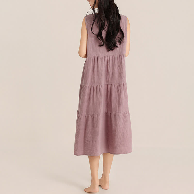 Ownkoti Minimalist Cotton Double Gauze Sleeveless Nightgown - image 3