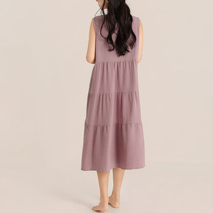 Ownkoti Minimalist Cotton Double Gauze Sleeveless Nightgown - image 3