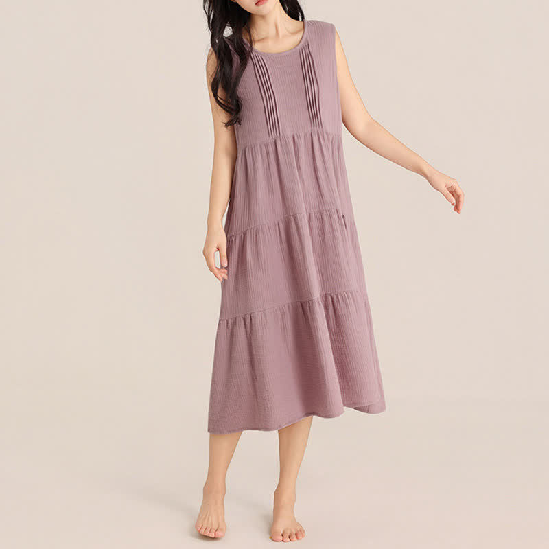 Ownkoti Minimalist Cotton Double Gauze Sleeveless Nightgown - image 1