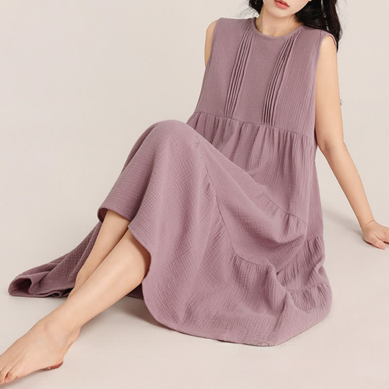 Ownkoti Minimalist Cotton Double Gauze Sleeveless Nightgown - image 4