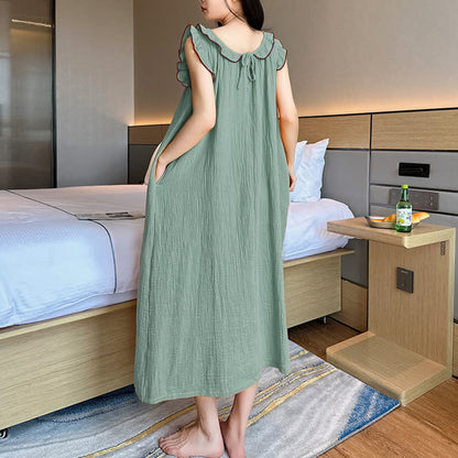 Ownkoti Plus Size Minimalist Cotton Ruffle Sleeveless Nightgown - image 15