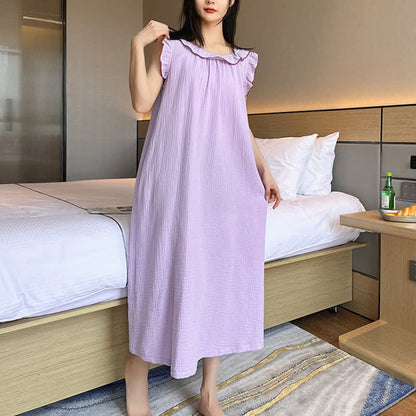Ownkoti Plus Size Minimalist Cotton Ruffle Sleeveless Nightgown - image 16