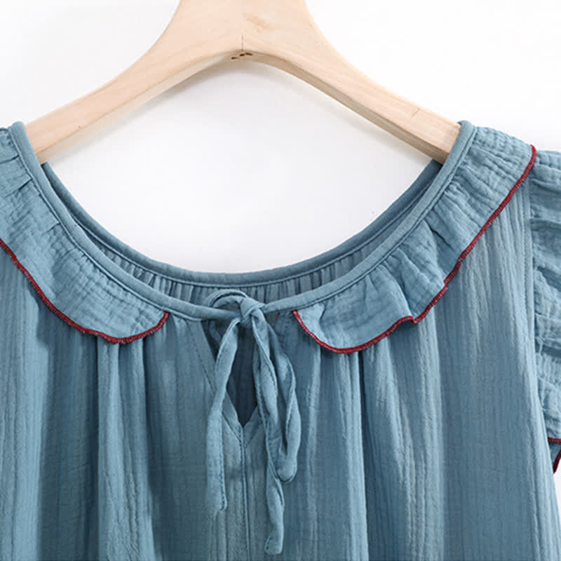 Ownkoti Plus Size Minimalist Cotton Ruffle Sleeveless Nightgown - image 9