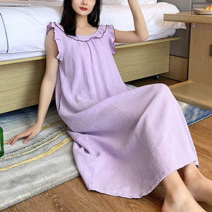 Ownkoti Plus Size Minimalist Cotton Ruffle Sleeveless Nightgown - image 19